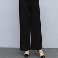 Black Chiffon Shirt and High-Waisted Wide-Leg Pants Summer Two-Piece Set for Women M <52kg