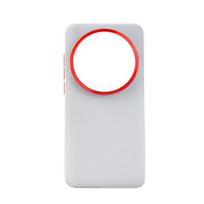 For Xiaomi 15 Ultra Magnetic Suction Solid Color Phone Case,Mi 14 13Ultra Large Hole Metal Len Ring Business Leather Hard Cover 15Ultra balta