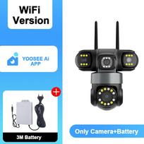 YOOSEE Ai APP Kamera Lauko Vandeniui Atspari HD 6MP WIFI IP CCTV Naktinio Matymo Dvipusis Domofonas Išmanioji Kamera PIR Judesio Sekimas Trijų Objektyvų Kamera Camera+Battery