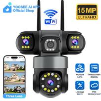 YOOSEE Ai APP Kamera Lauko Vandeniui Atspari HD 6MP WIFI IP CCTV Naktinio Matymo Dvipusis Domofonas Išmanioji Kamera PIR Judesio Sekimas Trijų Objektyvų Kamera Camera
