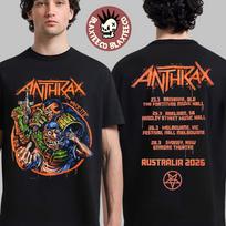 Anthrax Canada Tour 2026 Merch Thrash Night Two Sided T-Shirt Oversized Men Women Casual Cotton Loose short Sleeve Female Male Clothing 4XL