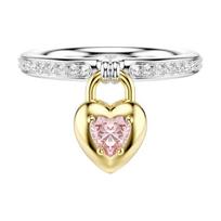 Swarovski Idyllia Heart Pattern Mixed Cut Cubic Zirconia Crystal Ring Unisex ring Pink 5737272 Box (Random Color),52 white