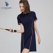 JAV. POLO ASSN.. Moteriška A formos polo suknelė trumpomis rankovėmis M tamsiai mėlyna spalva