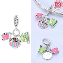 Beads Copper Craft Fat-Burning Meal Coffee Green Apple Pendant Fit Beads Plata Authentic Bracelet Bead Women Jewellery Making