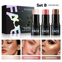 MLSMILE Contour & Highlight Stick Set: Concealer, Blush, Sculpting Shadow, Under-Eye Pen, Matte.
