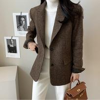 In Stock: 2026 Spring/Autumn Women's Versatile Herringbone Suit Jacket 2XL