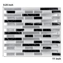 3 Pieces Oblong Marble Wall Tile Stickers Kitchen Bathroom Backsplash Vinyl Wallpaper Wateproof Oil-proof for Home Decoration 3 Sheets