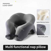 U-Shaped Memory Foam Pillow Ergonomic Neck Support for Travel Office Nap Cervical Pain Relief Comfortable Sleep pilka spalva