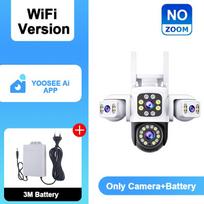 AIOOK lauko 10x ZOOM WiFi CCTV kamera HD 8MP 4K naktinio matymo dvipusis dialogas apsaugos kamera, vandeniui atspari saulės spinduliams nuotolinis stebėjimas NO ZOOM+Battery