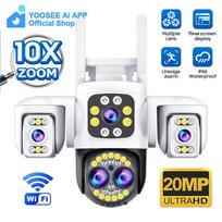 AIOOK lauko 10x ZOOM WiFi CCTV kamera HD 8MP 4K naktinio matymo dvipusis dialogas apsaugos kamera, vandeniui atspari saulės spinduliams nuotolinis stebėjimas 10X ZOOM