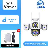 AIOOK lauko 10x ZOOM WiFi CCTV kamera HD 8MP 4K naktinio matymo dvipusis dialogas apsaugos kamera, vandeniui atspari saulės spinduliams nuotolinis stebėjimas 10X ZOOM+Battery