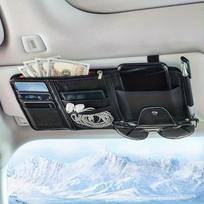 Multifunctional Car Sun Visor Organizer - Storage Bag with Zipper Pouch, Glasses Clip, and Sunglasses Holder - Car Interior Accessories juoda