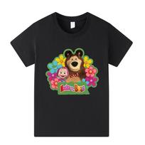 A1345 Multi-color Girls Masha Bear Short Sleeves T-shirt 100cm