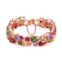2026 European and American Mona Lisa Rose Gold Women's Colorful Zircon Bracelet 17CM