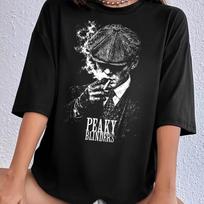 Vasariniai Mados Tommy Shelby Peaky Blinders Marškinėliai, Vintažiniai Gangsterių TV Serialo Marškinėliai Hip Hop Gatvės Apranga Per dydį T-shirt Trumpomis Rankovėmis Laisvalaikio Drabužiai 4XL