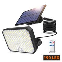 190 LED saulės šviesos lauko judesio jutiklis IP65 atsparus vandeniui avarinis sieninis šviestuvas Ryškūs prožektoriai garažo sodui 190LED-1PC