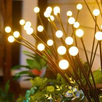 Saulės sodo šviestuvai Vandeniui atsparūs saulės fejerverkų šviestuvai su 8 režimais 60LED Saulės energija maitinamas šviestuvas laukui kiemui takui sodo dekorui lauke Warm-6LED