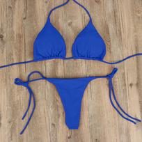 Vasarinis maudymosi kostiumas Moteriškas Seksualus Bikini Rinkinys Push-up Paminkštinta Liemenėlė T-string Dvi Dalys Maudymosi Kostiumai Paplūdimio Apranga Maudymosi Kostiumas moteriški seksualūs maudymosi kostiumai S mėlyna