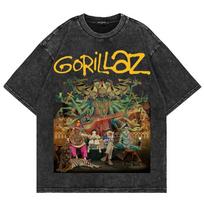 Vintažiniai plauti Gorillaz The Mountain marškinėliai Mados vyrams moterims Estetiški Retro Oversized laisvi rūgštinio plovimo marškinėliai XXXL black