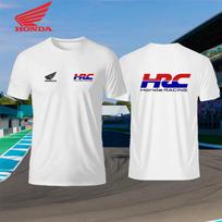 Negabaritinis trumpomis rankovėmis marškinėlis su „Honda“ sparno emblema ir „HRC Honda Racing“ ženkleliu priekinėje pusėje 4XL white