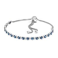 Pandora Išskirtinė Elegantiška Slenkama Sagtimi 925 Sidabro Apyrankė Moteriška apyrankė Mėlyna 599377C01 Box,25