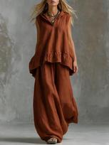 2026 Spring-Summer Elegant Sleeveless Pullover Top & Wide-Leg Pants Set 2XL tamsiai ruda spalva