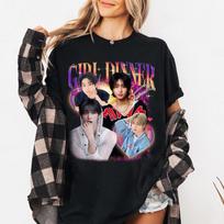Girl Dinner Han Stray Kids T-shirt, Vintage Fans Homage Tee Men Women Hip Hop Streetwear Oversized Tshirt Short Sleeve Casual Clothing 4XL