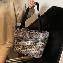 Large capacity ethnic style bag women's fashionable tote bag women's ins style versatile shoulder handbag