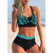 2024 m. Nauji Bikini Sexy Beach maudymosi kostiumėliai Moteriški vasaros mados dizaino spausdinti maudymosi kostiumėliai Bikinio rinkinys Moteriški dviejų dalių maudymosi kostiumėliai 4XL mėlyna