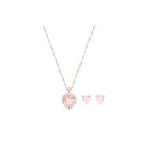 Swarovski One Rožinės Širdelės Nuostabūs Auskarų ir Karoliai Rinkinys Moteriški Papuošalai Rožinio Aukso 5470897 Box+Shopping Bag (Random Color)