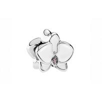 Pandora Baltojo Orchidėjos Emalio Apyrankės Pakabukas 925 Sidabro Pakabukas Moteriška Apyrankė 792074EN12 Silver