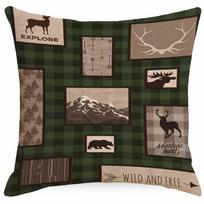 Retro briedžio, lokio, lapo, medžio pagalvės užvalkalas Retro kaimiško stiliaus namų sodybos pagalvės užvalkalas Ornamentas Premium 45 * 45Cm