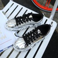Pora lauko treniruokliai Auksiniai sidabriniai vyriški hiphopo laisvalaikio teniso prabangūs bėgimo bateliai, moteriški vaikščiojimo sportbačiai, gatvės apranga 36 sidabras