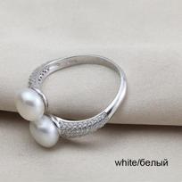 Real Natural Freshwater Black Double Pearl Ring Women,Exquisite Ring Fine Jewelry Adjustable