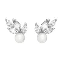 Swarovski Louison Perlų Lapo Formos Kubinio Cirkonio Rodžiu Padengti Imitacinio Krištolo Imitacinių Perlų Auskarai Moteriški auskarai Sidabriniai 5627346 Shopping Bag white