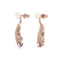Swarovski Nice Plunksnos formos dirbtinio kristalo auskarai Moteriški auskarai Rožinio aukso 5663487 Box+Shopping Bag (Random Color)