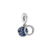 Pandora spinduliuojantis mėlynas dvigubas pakabukas Unisex papuošalas Sidabrinis 799186C01 Silver