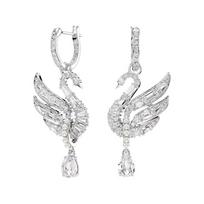 Swarovski gulbės dizaino laimingi kristaliniai auskarai moterims Auskarai balti 5723388 Box (Random Color)