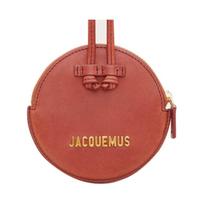 Jacquemus Le Pitchou Užsegimas užtrauktuku Metalinis logotipas Apvalus odinis monetų dėklas Mini vyriški piniginės Tamsiai raudona 215SL01-215-304490 Basic Set (Bag+Dust Bag)