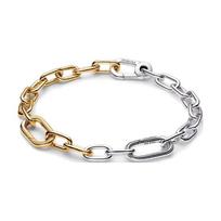 Pandora dviejų spalvų grandinėlės dizaino 925 sidabro apyrankė Moteriškos apyrankės Auksinė 563689C00 Box,16