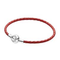 Pandora Vieno apskritimo odinė apyrankė Vyriškos apyrankės Raudona 590745CRD-SINGLE Box,19cm