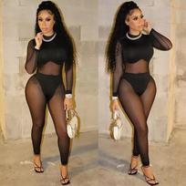 Alluring Plus Size Mesh Bodysuit - Women's Sexy Nightclub Jumpsuit XL juoda