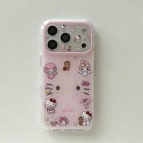 New Hello Kitty My Melody Pink Clear Phone Case With Beaded Chain For iPhone 14 15 16 17 Pro Max INS Cute Shockproof Cover Girls For iPhone 17