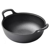 Sustiprinto ketaus Yuanbao puodas - Daugiafunkcinis dviejų rankenų troškinimui, sriubai ir kepimui puodas su plokščiu dugnu, be cheminės dangos. 20cm Thickened
