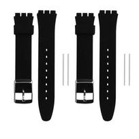 2 vnt. juodas SWATCH laikrodžio dirželis silikoninis 17 mm/19 mm silikoninis laikrodžio dirželis Pakeičiamas laikrodžio dirželis SWATCH 17 mm/19 mm
