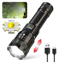 Didelės galios 10000LM LED žibintuvėlis su įmontuota baterija, įkraunamas USB, stiprios šviesos žibintas, lauko kempingui, žygiams, žibintas 6000LM-1PCS