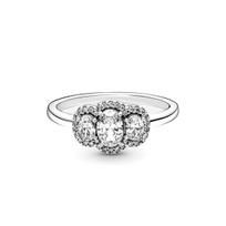 Pandora Trijų akmenų vintage 925 sidabro žiedas moterims 190049C01 52