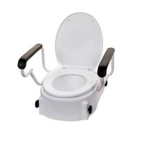 ActionMed NT200AM tualeto sėdynės paaukštinimas su dangčiu ir ranktūriais, reguliuojamas 5cm, 10cm, 15cm, baltas