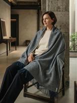 Alpakos pledas Herringbone Deep Blue