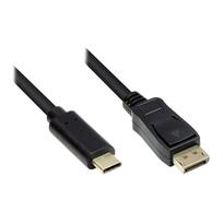 Adapterkabel USB-C™ Stecker an DisplayPort 1.2 Stecker, 4K2K / UHD 60Hz, CU, schwarz, 5m, Good Connections® (GC-M0108)